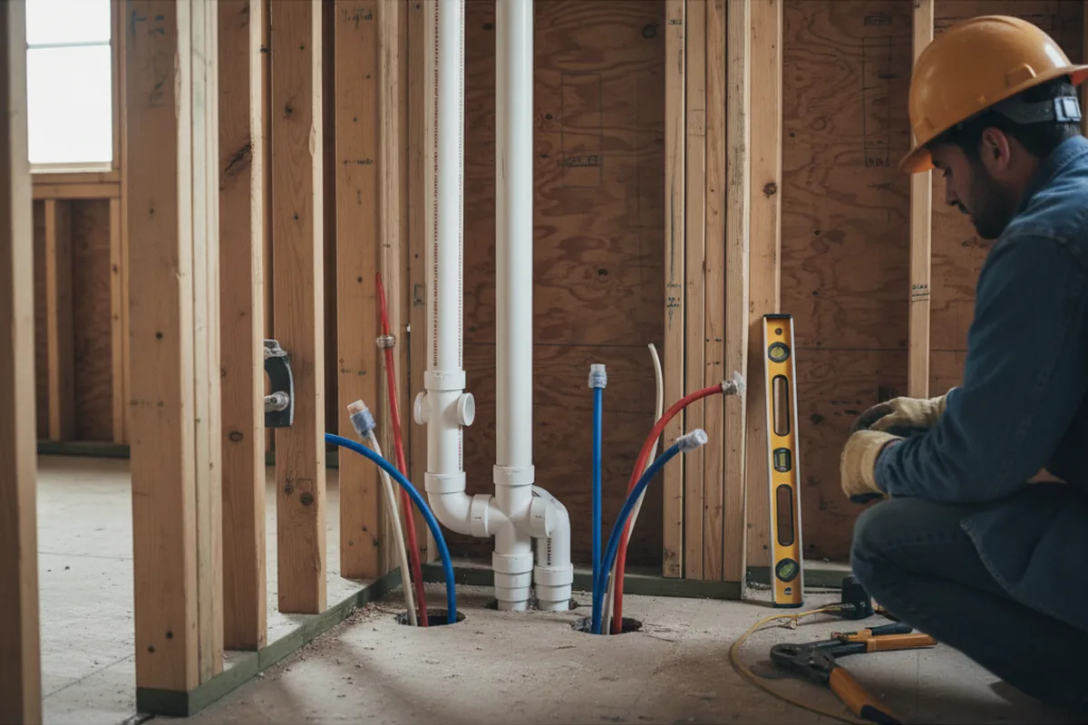 Drain and supply rough-in during Garbage Disposal Repair in Mountain Lakes