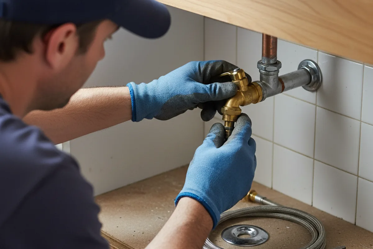 Shutoff valve and fitting work during Burst Pipe Repair in Mountain Lakes